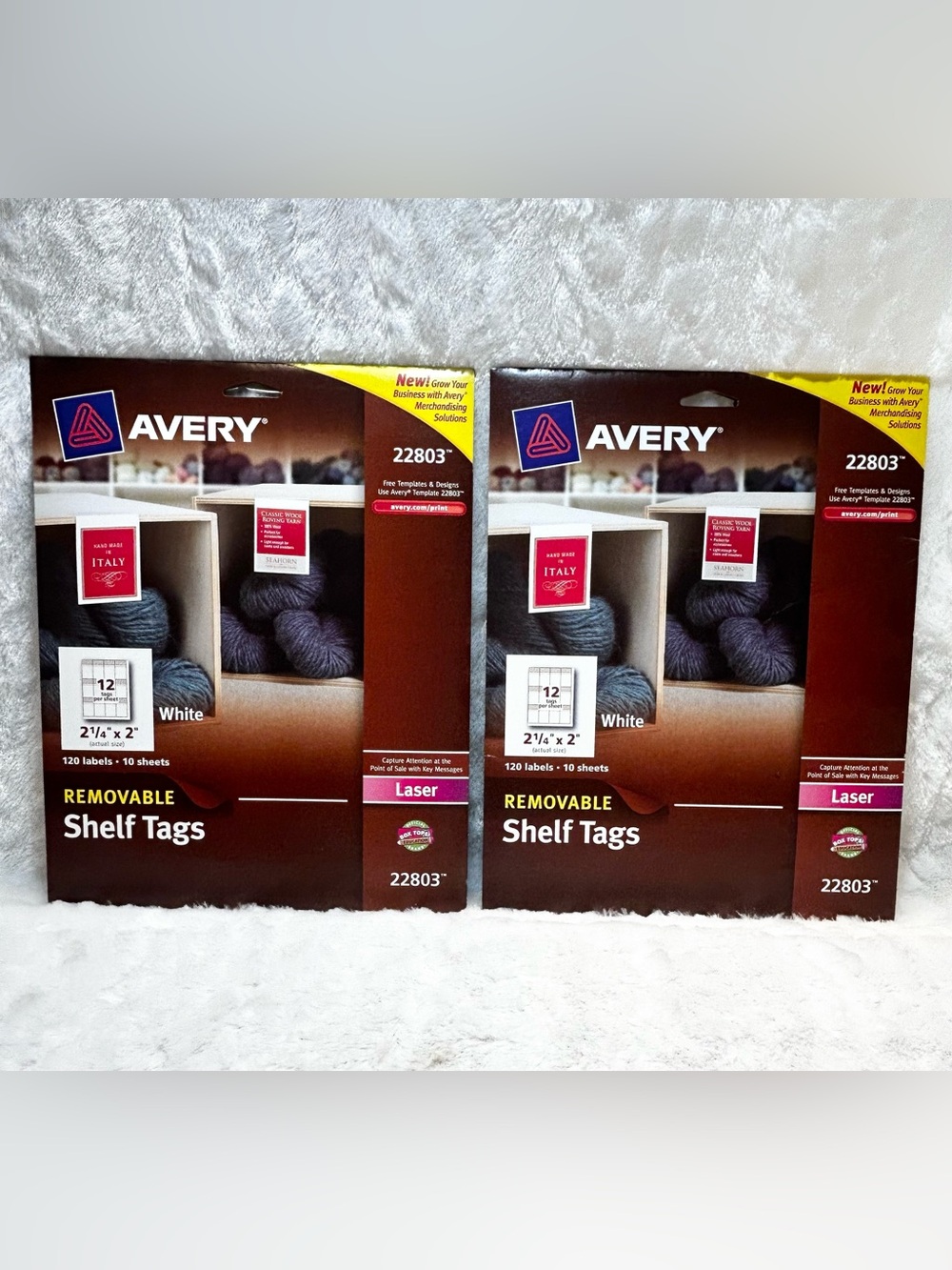 LOT Of 2 Avery 22803 White Removable Shelf Tags 2 1/4" X  2" Laser 240 Labels